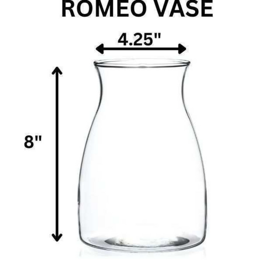 Add-On: Glass Classic Vase for Large Bouquets
Elevate your bouquet with our 4.25 " x 8" glass vase. This elegant vessel is perfect for showcasing large arrangements, adding charm to any space. A beautiful accent for your home or a thoughtful gift, it highlights the natural beauty of your flowers.
