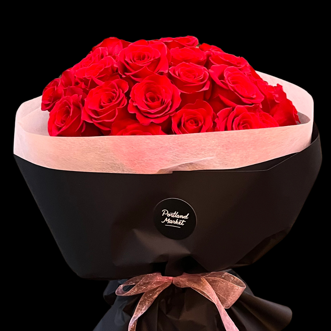 Valentine's Day - Luxury Red roses with greenery– an elegant arrangement of fresh flowers, perfect for Valentine's Day, Anniversaries, Birthdays, Mother's Day as well as any romantic occasion. Ideal for those seeking Downtown Toronto Florist-Portland Market- King West District is a luxury flower shop with Bespoke bouquets and arrangements, classic centerpieces or premium arrangements are timeless floral gifts.