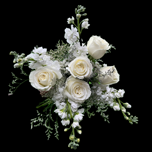 Portland Market: Toronto Florist & Gift Shop. mother's Day arrangement / bouquets -white roses with stock flowers