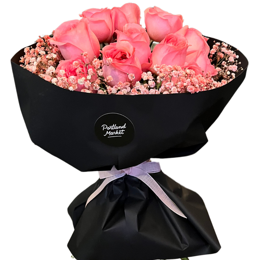 Premium Pink Roses with Baby's Breath