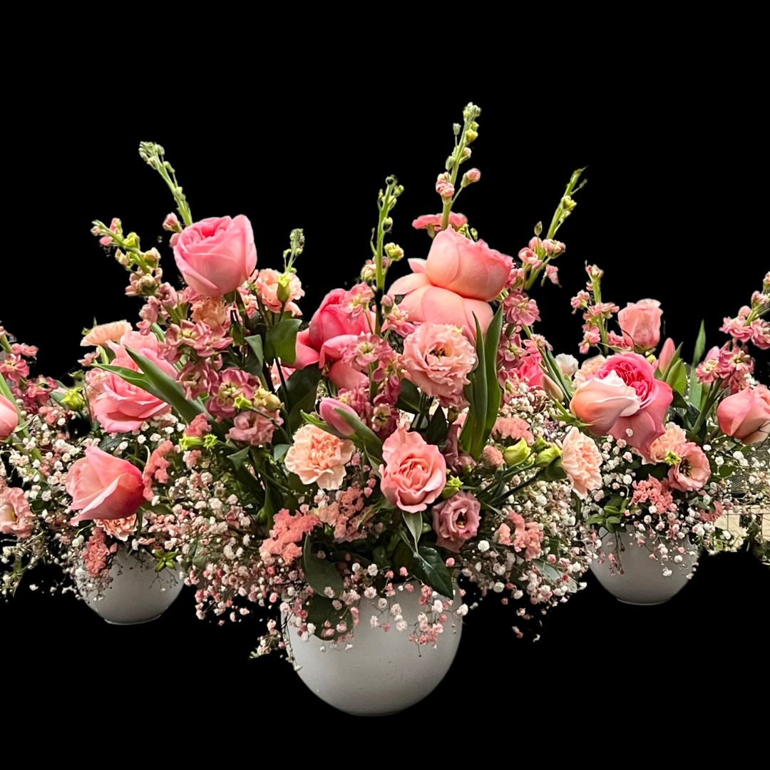 Luxury flower shop in downtown Toronto offers modern floral centerpiece for Corporate floral arrangements featuring roses, High-end flowers, and same-day luxury flower delivery in downtown Toronto