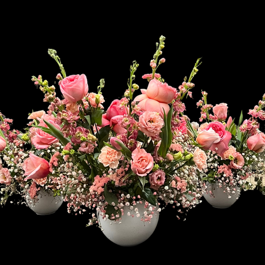 Luxury flower shop in downtown Toronto offers modern floral centerpiece for Corporate floral arrangements featuring roses, High-end flowers, and same-day luxury flower delivery in downtown Toronto