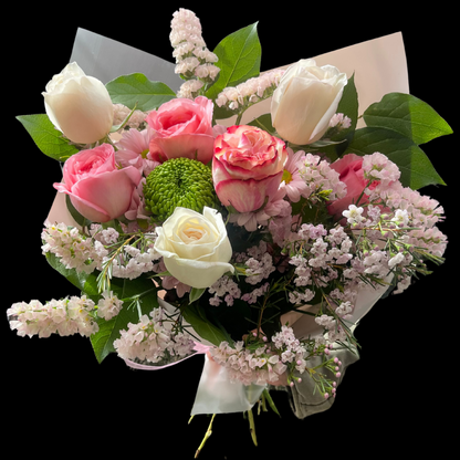 Luxury assortment of roses - Luxury bouquet with seasonal fillers. Hand-tied flower arrangement wrapped in special floral paper with ribbon. Perfect for Mother’s Day, birthdays, anniversaries, weddings, romantic gifts, and special occasions. Fresh premium roses from Toronto florist. 