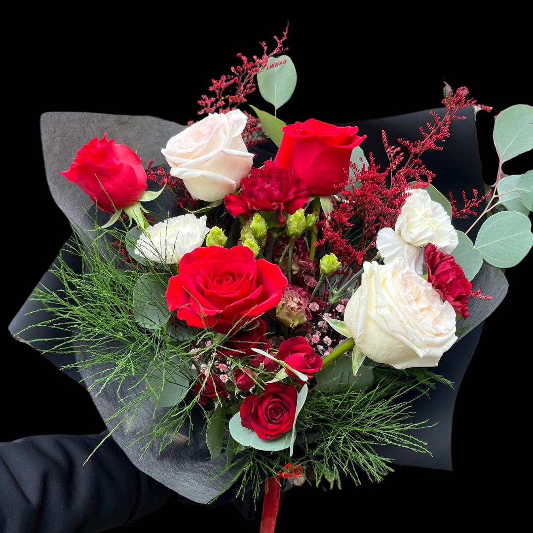 Portland Market - Toronto Florist Gift Shop  Elegant, luxury bouquet featuring status, Lisanthus and roses,with a touch of greenery perfect for Mother's Day, Birthdays and Valentine's Day.