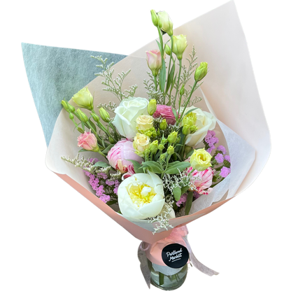 Portland Market - Toronto Florist Gift Shop - Seasonal Bouquet pastel, Lizianthus, peony, rose  and status