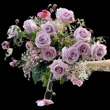 Ocean Song lavender rose with Japanese Anemones & baby's breath. Fresh-cut lavender roses symbolize love at first sight - perfect Valentine's Day or Mother's Day bouquet for your special one. Portland Market, Toronto’s top florist and flower shop, where every gift keeps on giving. at 
Portlandmarket.ca- Toronto's best florist- Toronto flower shop - Toronto gift shop