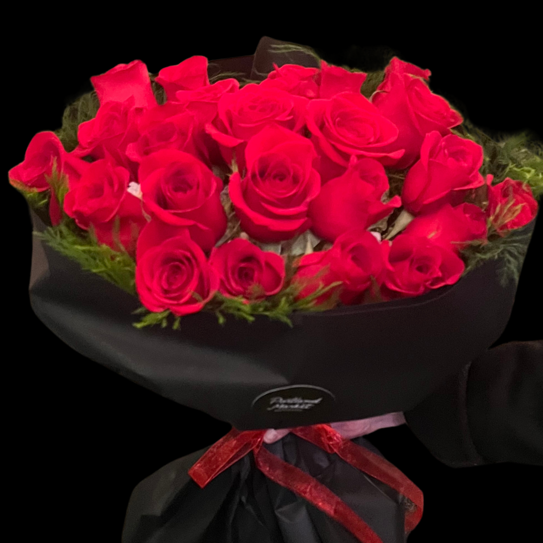 Valentine's Day bouquet 24 red_roses
24  luxury long-stemmed red roses with greenery – an elegant bouquet perfect for Valentine's Day, anniversaries, birthdays, or any romantic occasion. Ideal for those seeking premium, timeless floral gifts