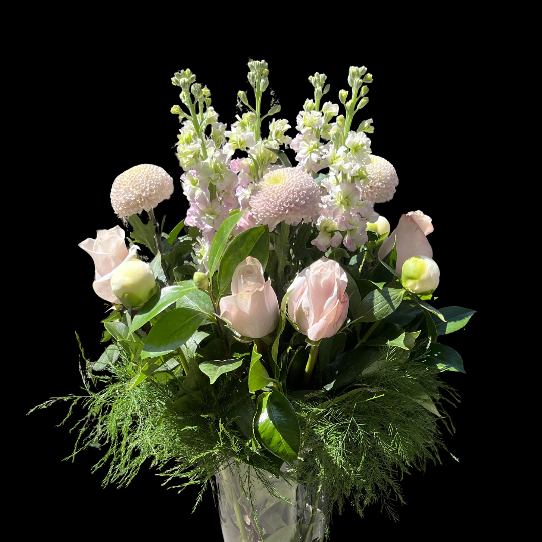Signature Arrangement & Centrepiece with Vase -  In VIEW CART add date & time for pickup or Delivery