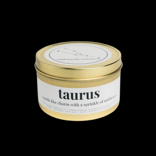 "TAURUS": Sandalwood &amp; Mandarin Leaf &nbsp;Smells like charm with a sprinkle of stubborn

As an earth sign, Taurus is all about stability, comfort, and a love for the finer things in life. Our Taurus candle perfectly captures these qualities with a blend of sandalwood and mandarin leaf, creating a charming and stubborn scent. Ideal for those born between&nbsp;April 20 and May 20, this candle is perfect for anyone who loves alone time and values independence.

Fragrance Notes:
Top notes: Sweet Amber